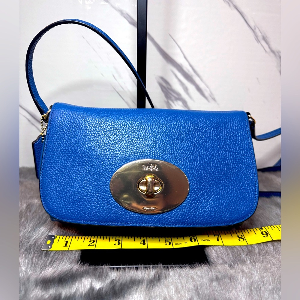 Coach Blue Denim Pebbled Leather Crossbody Pouch
